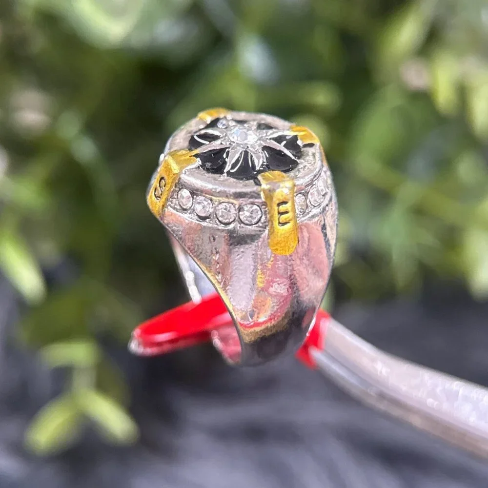 Silver‎ With Gold Accent Compass Ring